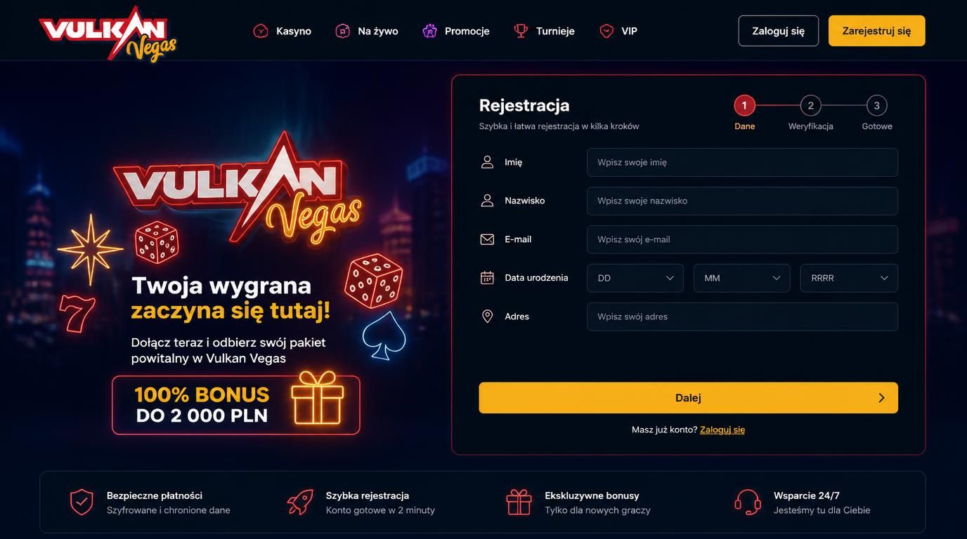 Formularz rejestracji z polskimi polami tekstowymi